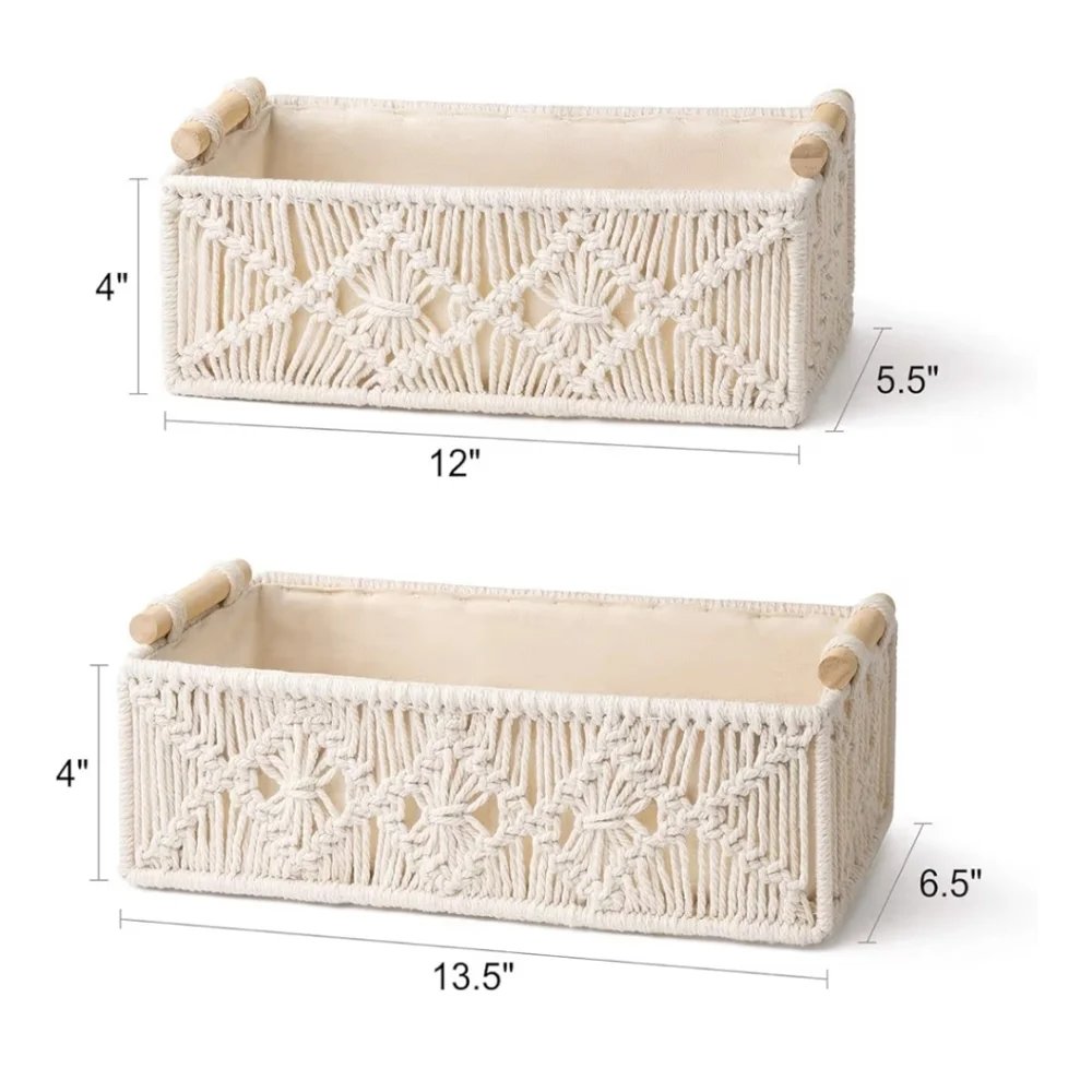 Cream Macrame Storage Basket